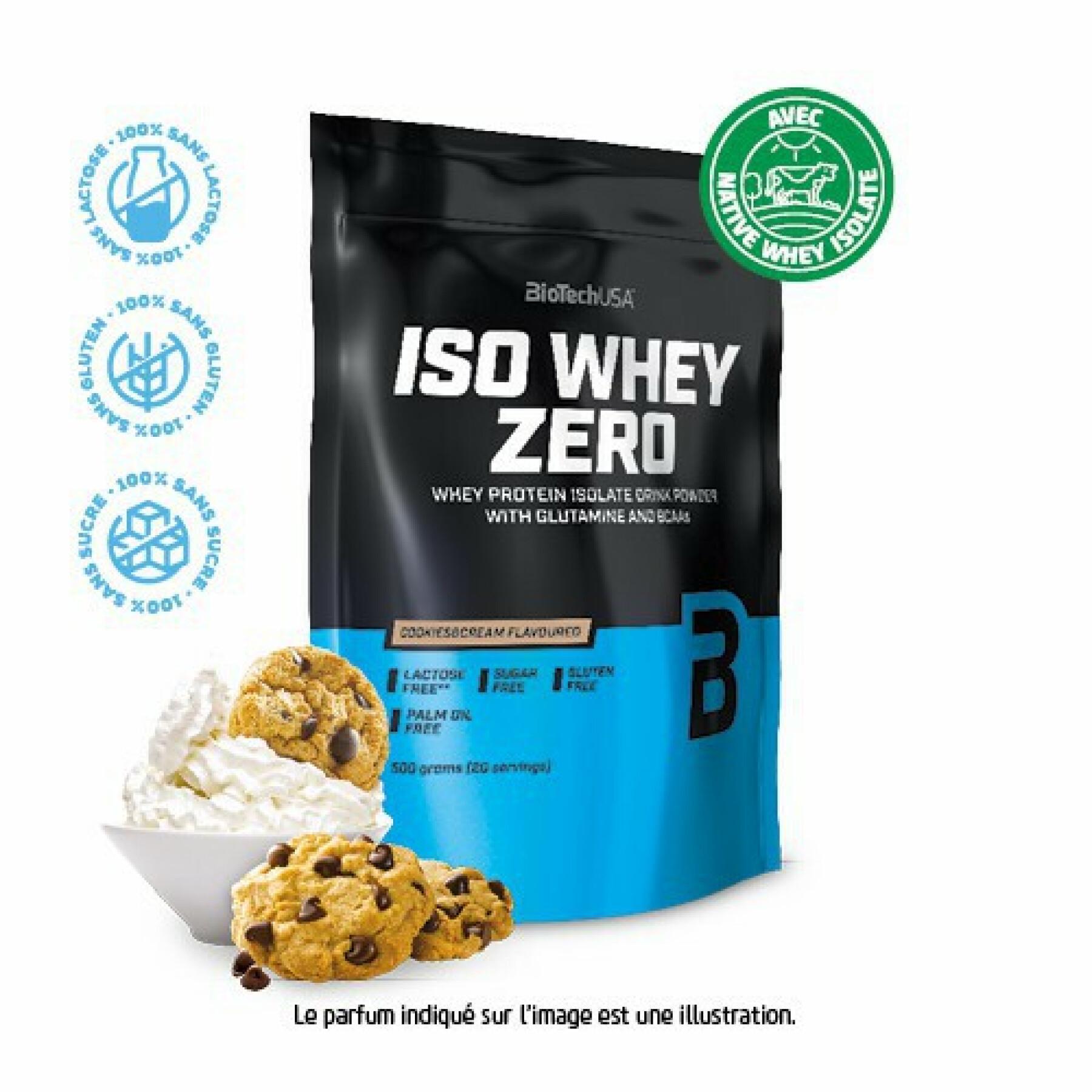 Pacote de 10 sacos de proteína Biotech USA iso whey zero lactose free - Cookies & cream - 500g
