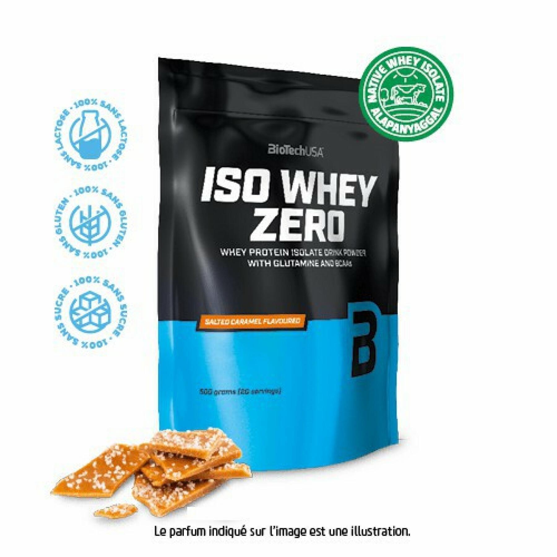 Pacote de 10 sacos de proteína Biotech USA iso whey zero lactose free - Caramel salé - 500g