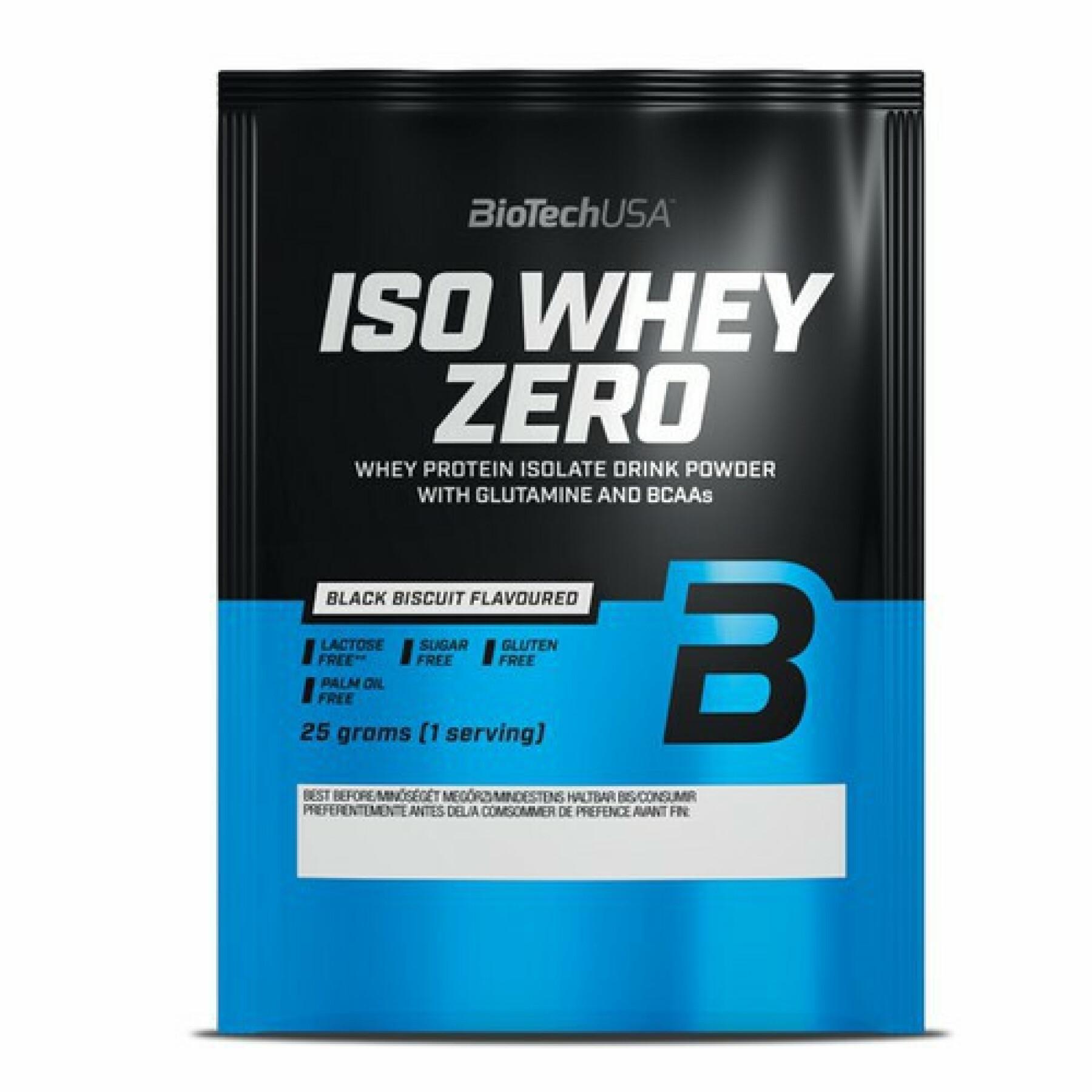50 pacotes de proteína sem lactose Biotech USA iso whey zero - Black Biscuit - 25g