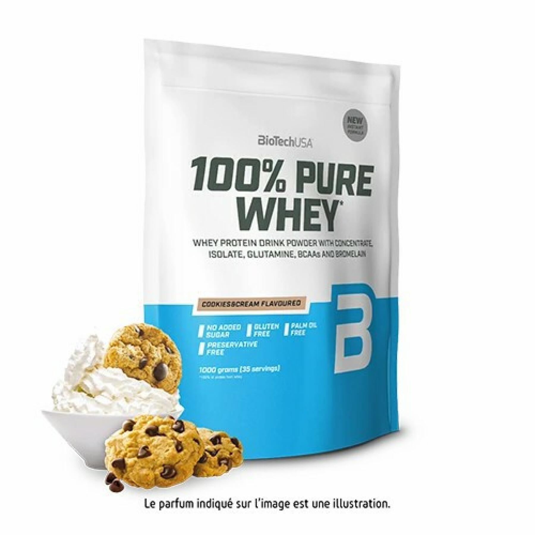 Embalagem de 10 sacos de proteína de soro de leite 100% puro Biotech USA - Cookies & Cream - 1kg