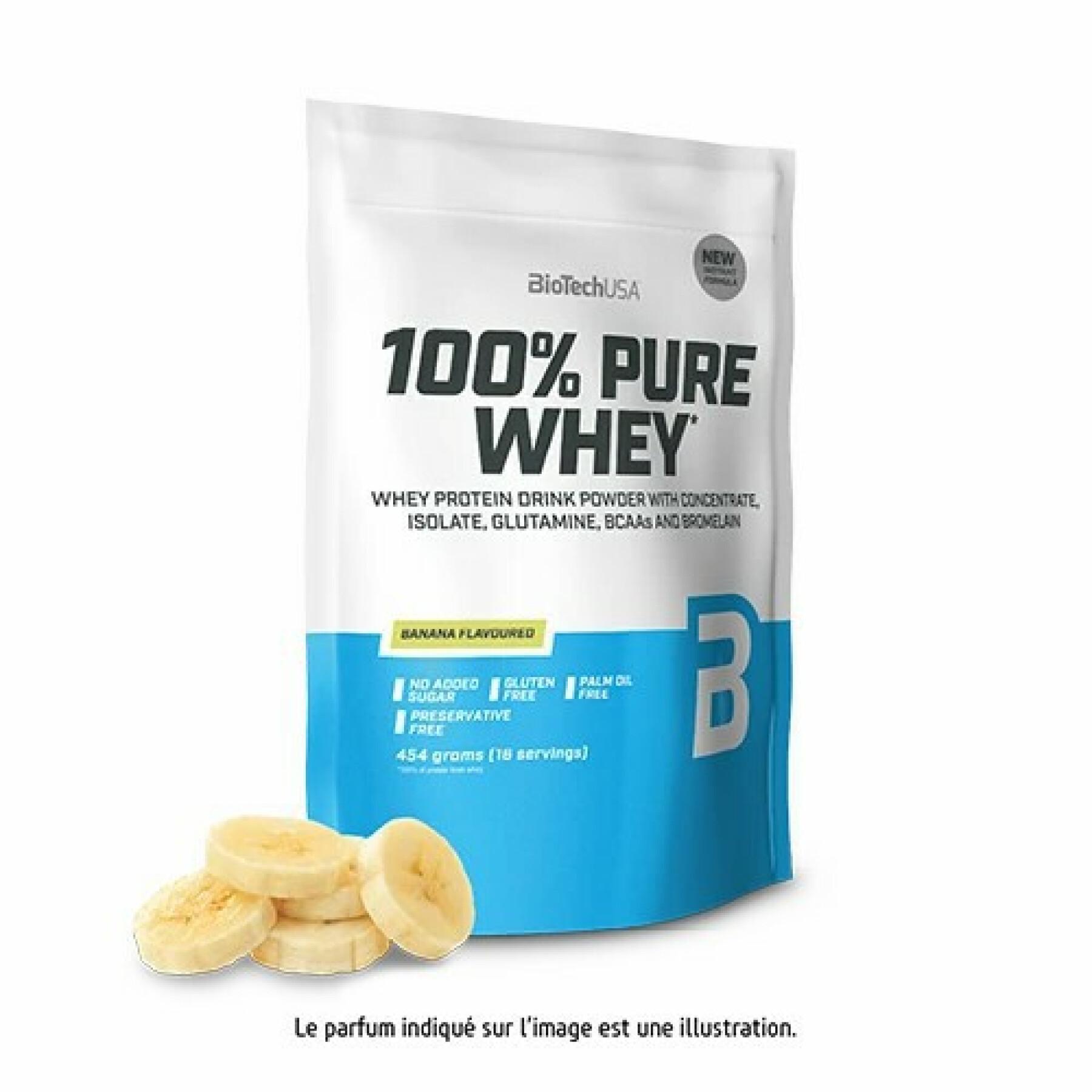 Sacos de proteína de soro de leite 100% pura Biotech USA - Banane - 454g