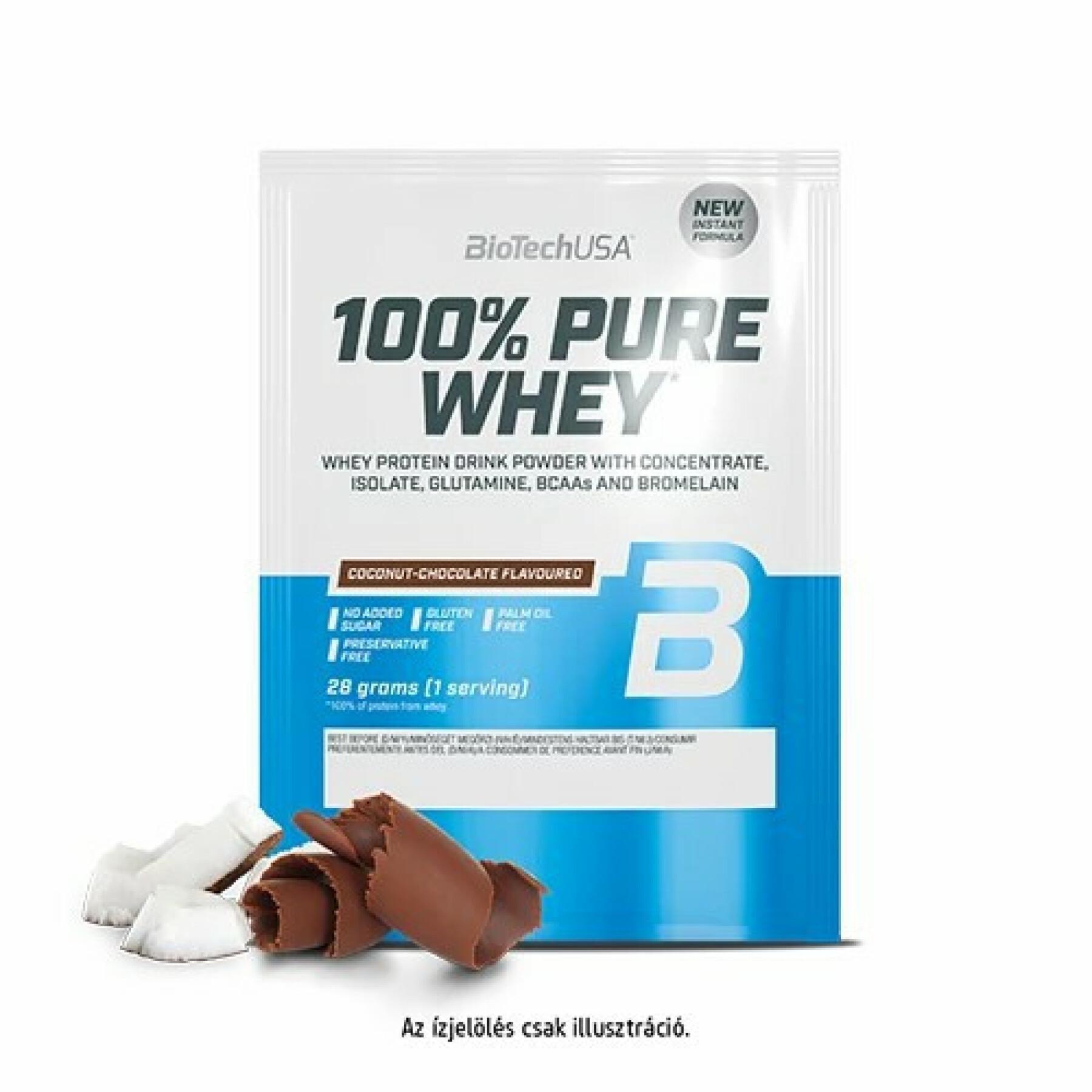 50 pacotes de proteína de soro de leite 100% pura Biotech USA - Noix de coco-chocolat - 28g