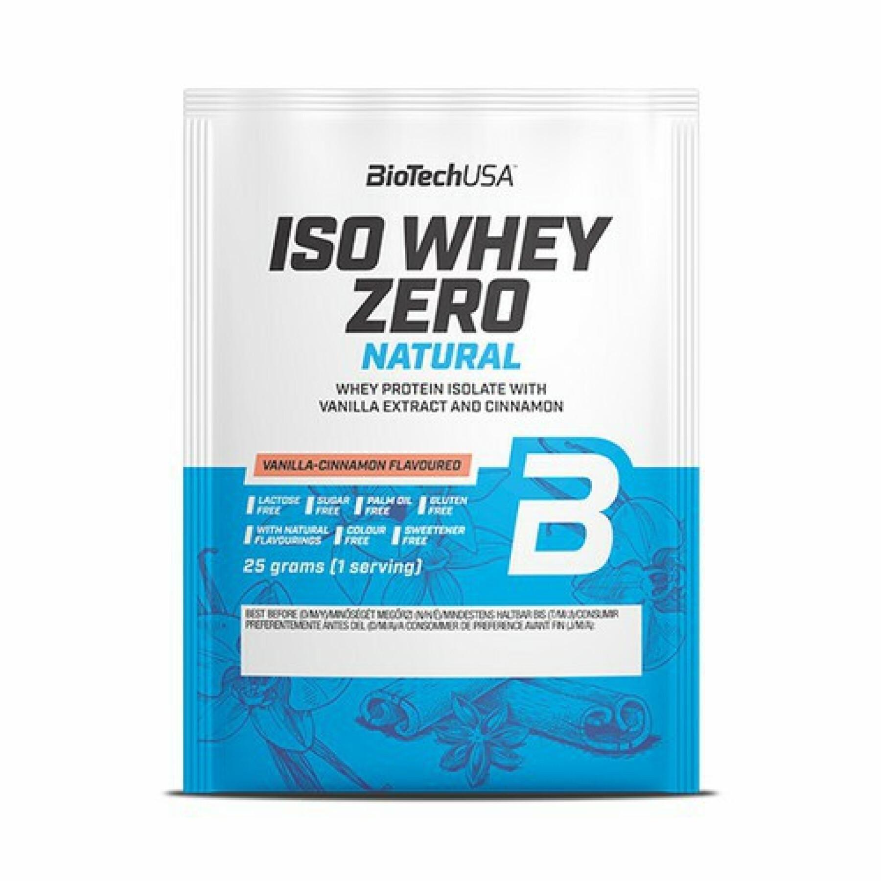 50 pacotes de proteína sem lactose Biotech USA iso whey zero - Vanille-cannelle - 25g