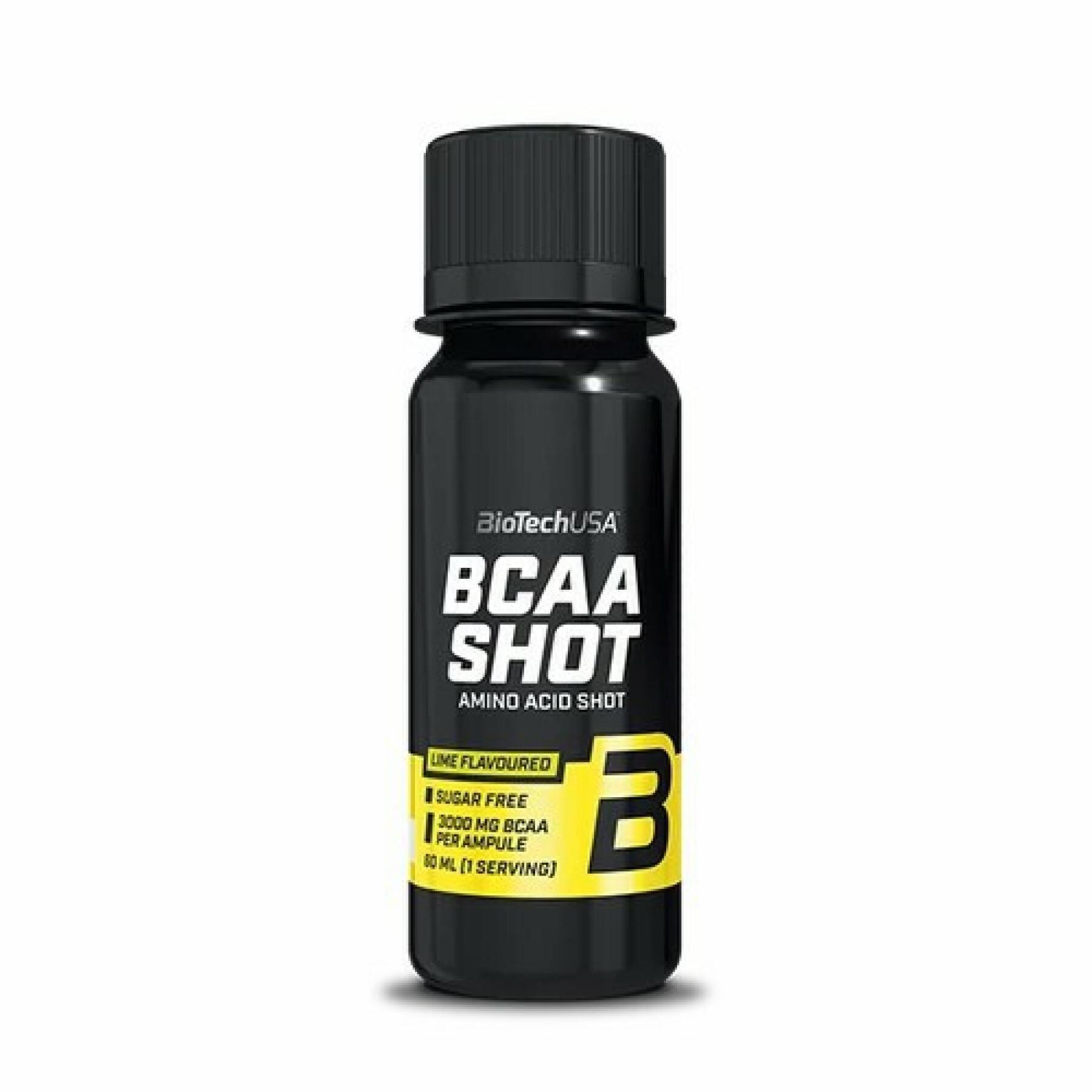 20 ampolas de aminoácidos Biotech USA bcaa shot - Lime