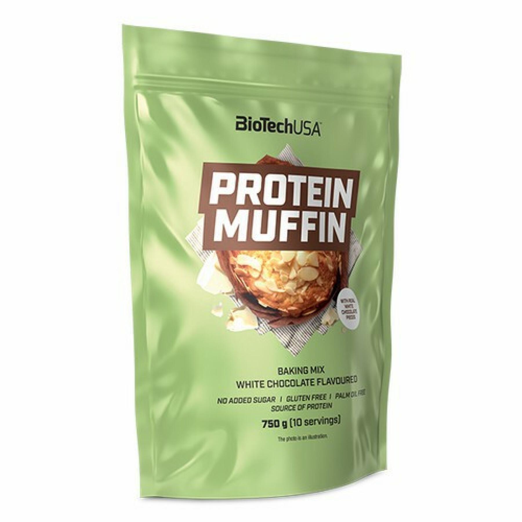 Pacote de 10 sacos de salgadinhos de proteína Biotech USA muffin - Chocolat blanc - 750g