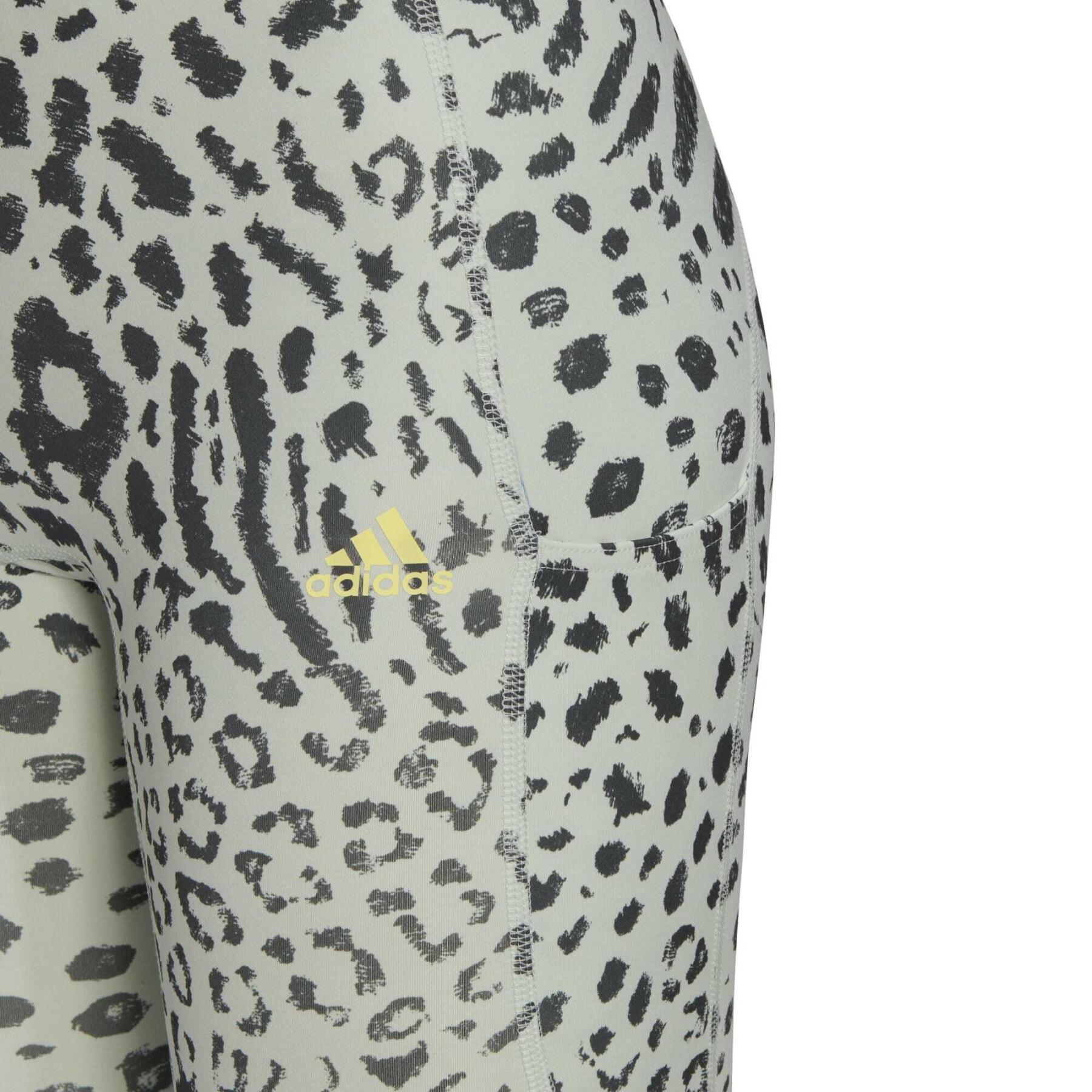 Leopardo 7/8 leopardo feminino de perna de leopardo adidas FastImpact