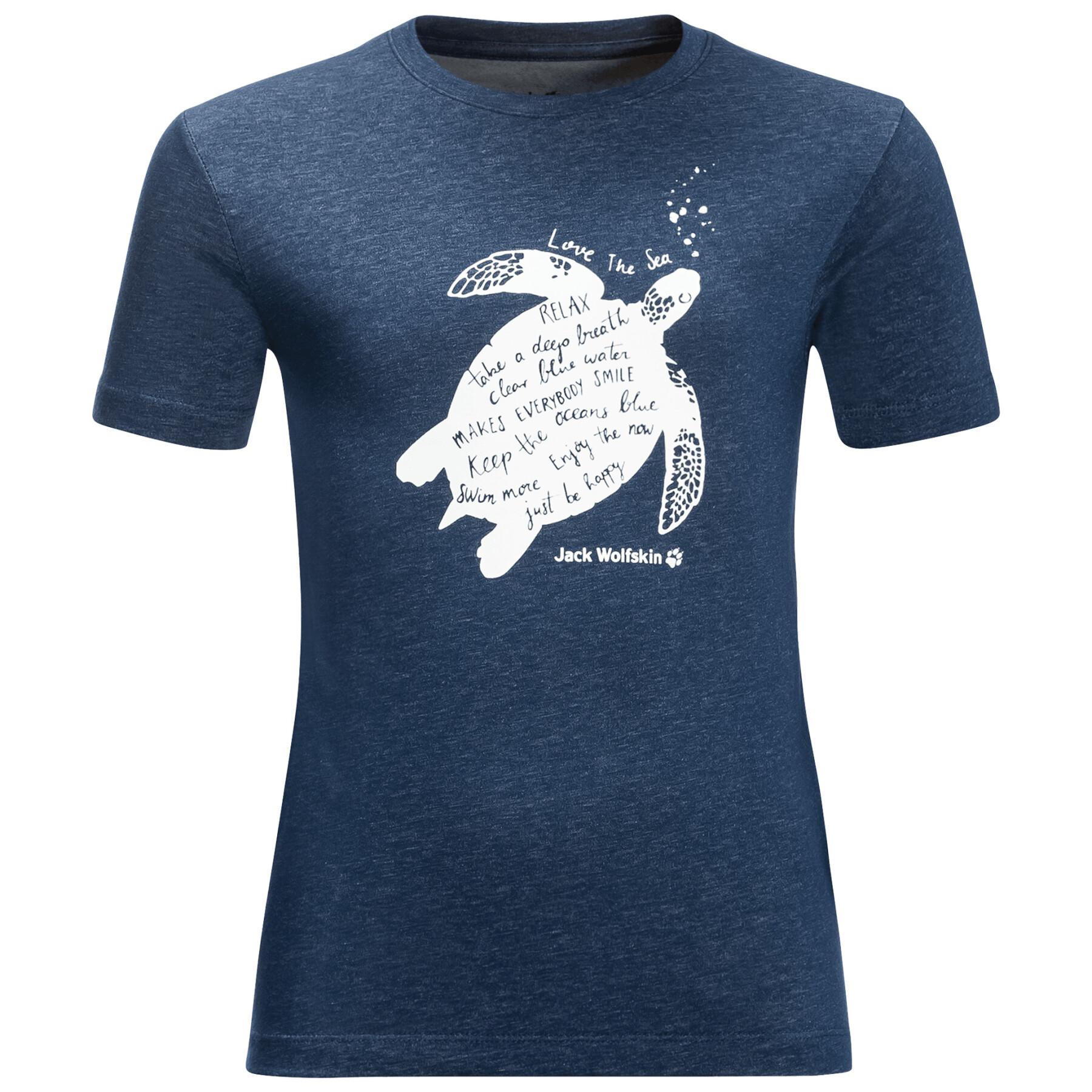 T-shirt de criança Jack Wolfskin Ocean Turtle