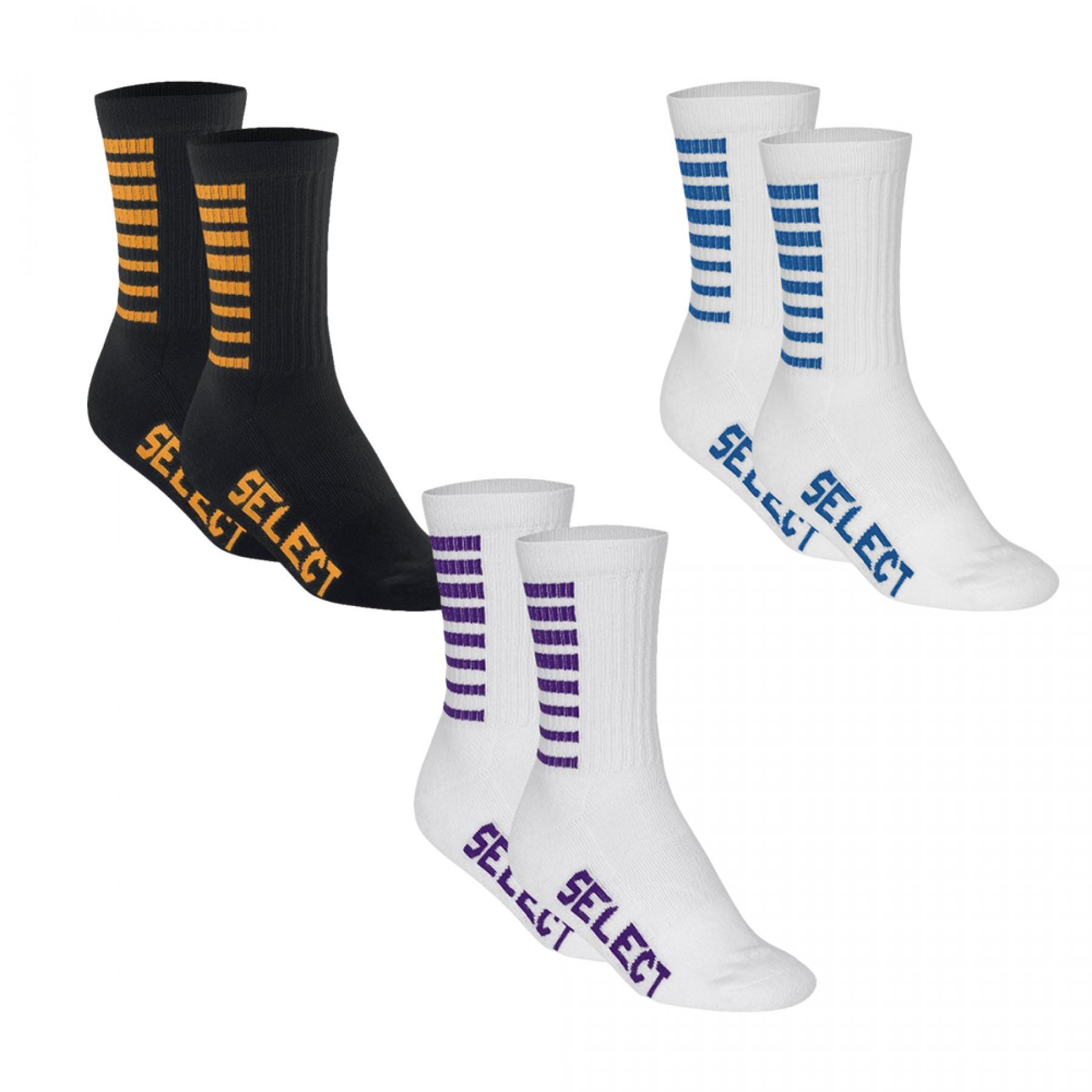 Conjunto de 3 pares de meias Select Sports Striped (coloris au choix)