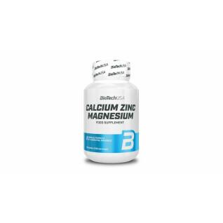 12 potes de vitaminas de cálcio zinco magnésio Biotech USA - 100 Comp