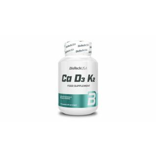 Pacote de 12 frascos de vitamina Biotech USA Ca-D3-K2 - 60 Gélul